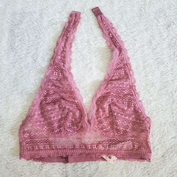 NWT Victoria's Secret VS Blush Rose Pink Halter Lace Bralette Size Small - Picture 1 of 13